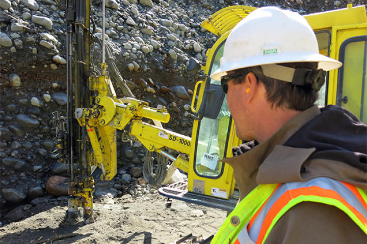 Drilling a sample from the Glory Hole.