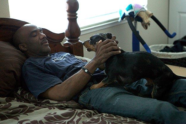 Patrick Major's kidney disease drove him into a deep suicidal depression. On dialysis for five years, he would lie in bed for days at a time, unable to perform simple activities. Then, Patrick's girlfriend, Sabrina, read about pets helping people deal with emotional stress. Days later, the couple adopted a dachshund who had a penchant for playing catch. They named him Sammy. On days Patrick wanted to burrow in his bed, Sammy demanded he play catch with balls or pieces of paper. Patrick credits Sammy for pulling him out of his depression and more importantly, keeping him alive long enough to receive the greatest gift of all -- a new kidney. Patrick is now healthy and off dialysis. He and Sammy Davis remain inseparable and after all his practice, Sammy has won several major dog competitions.