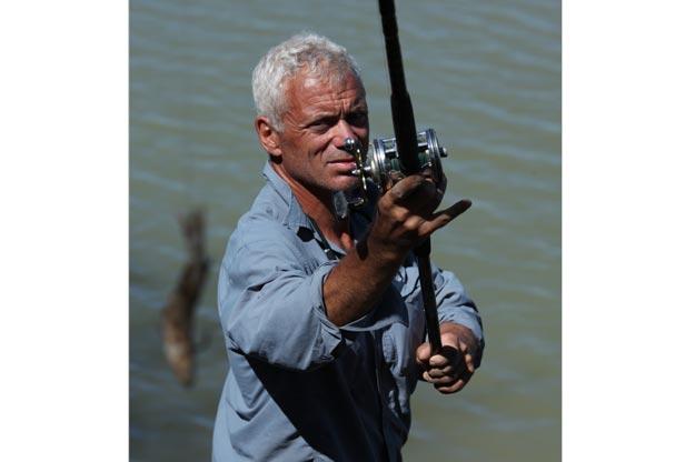 To catch a big fish, one often needs a big rod and reel. Jeremy Wade prepares to catch a freshwater sawfish, which can grow to 20 feet and over 400 pounds.