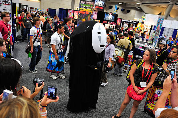 Described as a "mysterious man," No-Face consumes — and vomits — servants and produces gold coins in the film. So these attendees should probably watch out.