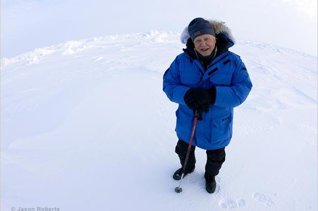 David Attenborough at the North Pole, April 2010.