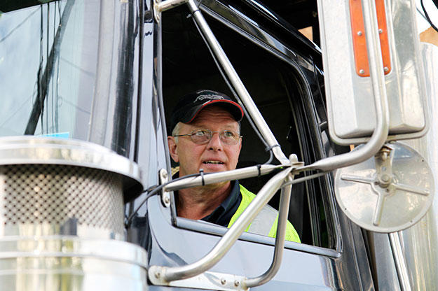 Danny's a regular logging truck driver, but he operates everything when it's needed, including loaders, cranes and excavators.