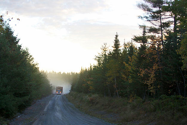 As seen here, dry summer roads are great for trucking, but dust is a real hazard.