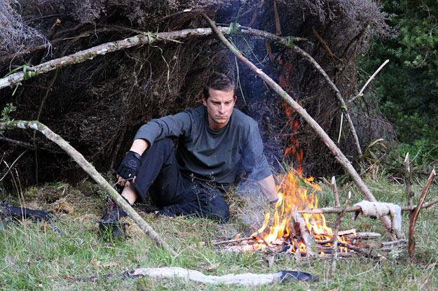 In order to keep the meat moist and prevent all the fats and the nutrients from leaching out, Bear Grylls places his eel meal away from the fire's flames.