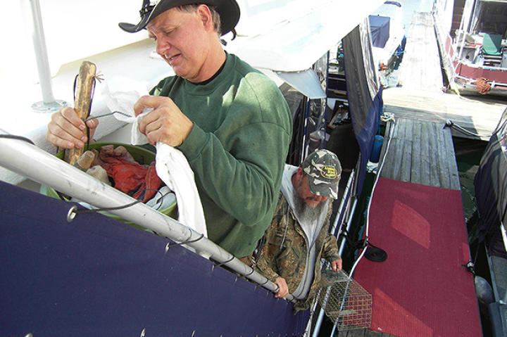Turtleman and Neal have all their supplies ready to catch the critters.