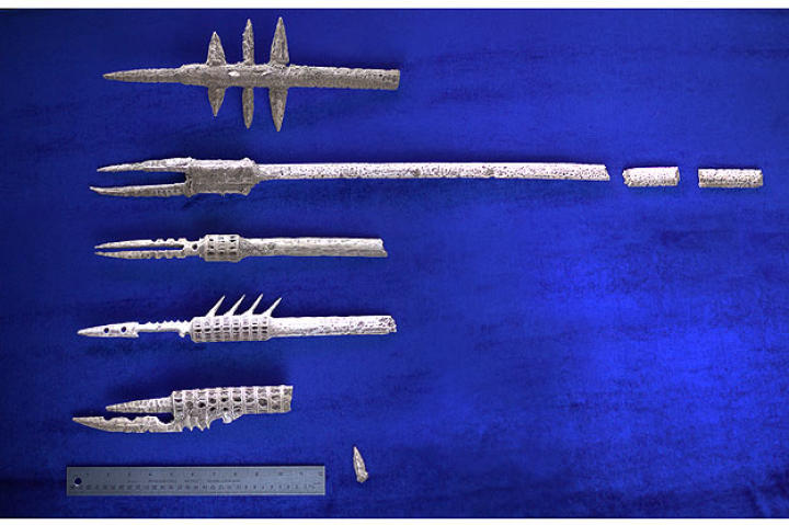 Collection of strange weapons found over the years.