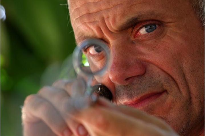 Jeremy Wade looks down the barrel of his favorite weapon: a fishing pole.