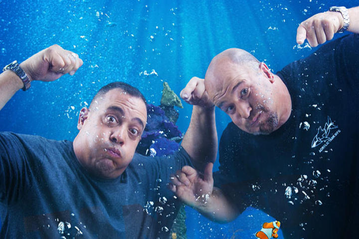 Wayde and Brett get their fish faces on.