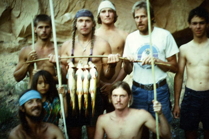 Fish caught by hand and spear on a primitive living skills field course. Southern Utah, 1989.