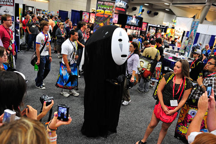 Described as a "mysterious man," No-Face consumes — and vomits — servants and produces gold coins in the film. So these attendees should probably watch out.