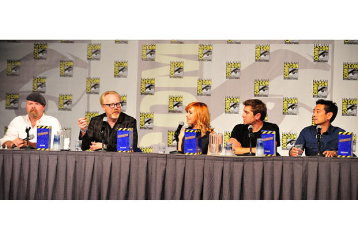 The July 23, 2011, panel was the fourth Comic Con panel for Jamie Hyneman and Adam Savage, and the third for Kari Byron, Grant Imahara and Tory Belleci.