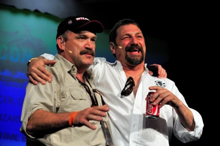 Johnathan and Keith call a truce to have fun on the 2010 Captains' Panel.