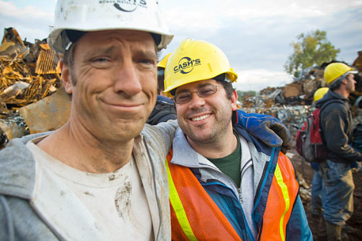 In October 2007, Mike Rowe and Dirty Jobs super-producer Dave Barsky take a break during filming in St. Louis, Mo.