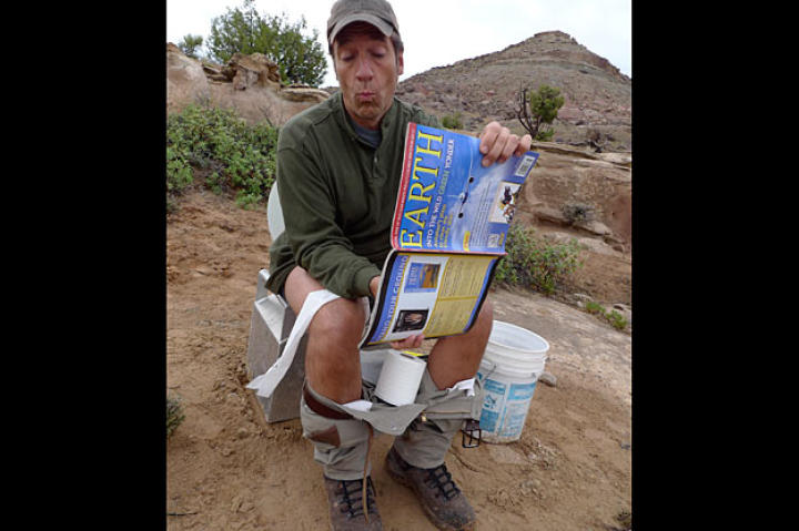 According to Mike Rowe, when scientists are sitting on the toilet in the field, they read "magazines about the earth and stuff like that."
Clearly.