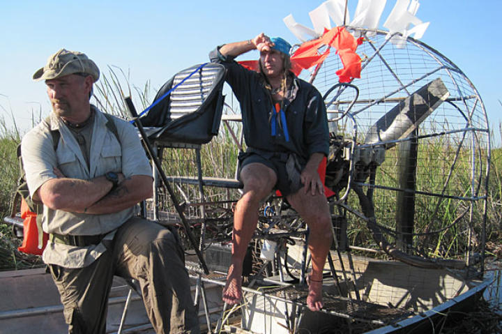 Cody stands with an air boat — like one of the 350 boats over the past decade — that breaks down and leaves its passengers stranded in an unforgiving wilderness. The best survival strategy in this scenario is to set up distress signals, find some nearby shade and do your best to keep safe and hydrated. DO NOT TRY TO WALK OUT! WAIT FOR RESCUE!