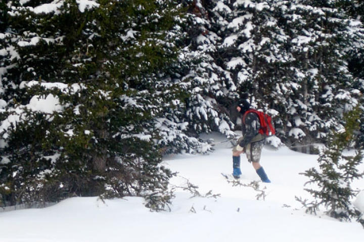 Cody sets out to gather firewood, no easy feat when most of the dried wood is buried under a few feet of snow.