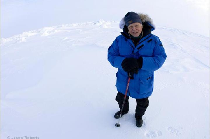David Attenborough at the North Pole, April 2010.