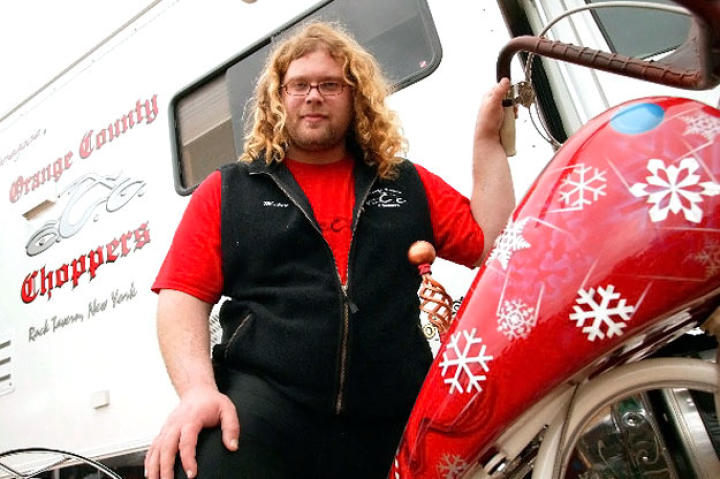 Mikey Teutul with the Christmas Bike at Daytona Bike Week in 2004.