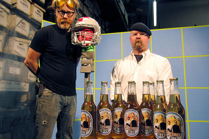 Which is worse, having an empty bottle bashed over your head? Or a full bottle? Adam Savage and Jamie Hyneman are on the case of the ... case (of beer).
