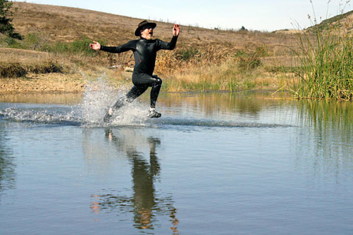 Taking on another viral video, Adam Savage tries his foot at "Liquid Mountaineering" (in other words ... walking on water).