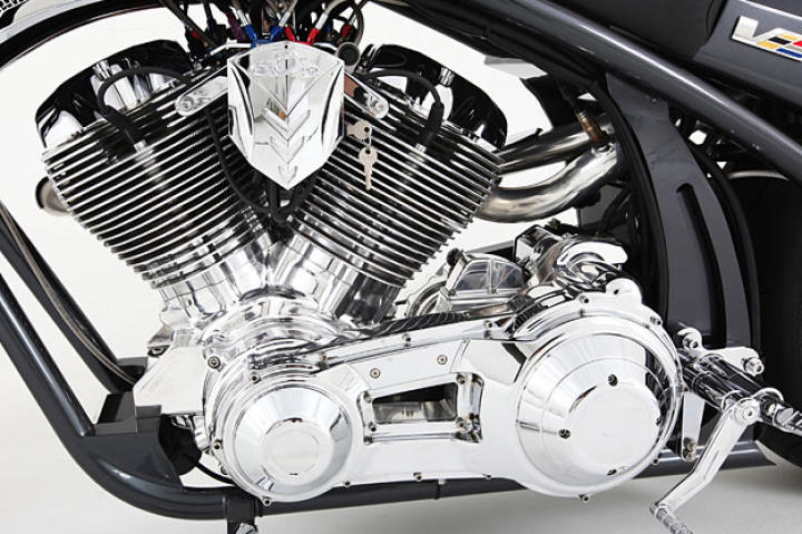 Senior and Junior donated the proceeds from their one-of-a-kind Cadillac-inspired choppers to benefit charity.