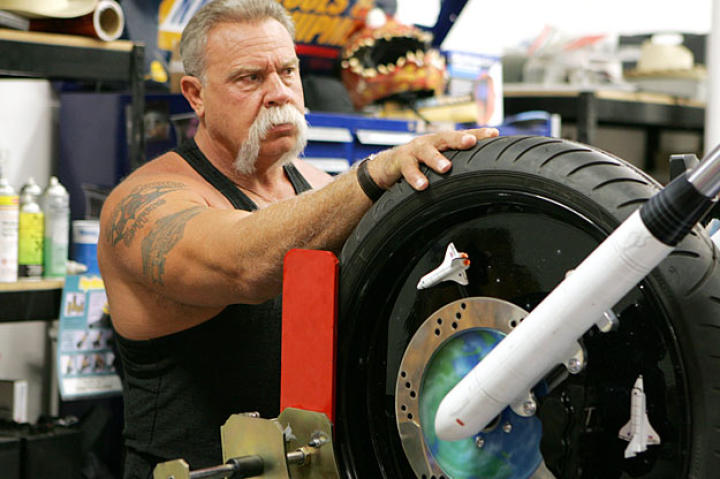 Paul Teutul Sr. reviews the finally assembly of the Space Shuttle Tribute Bike in 2005.