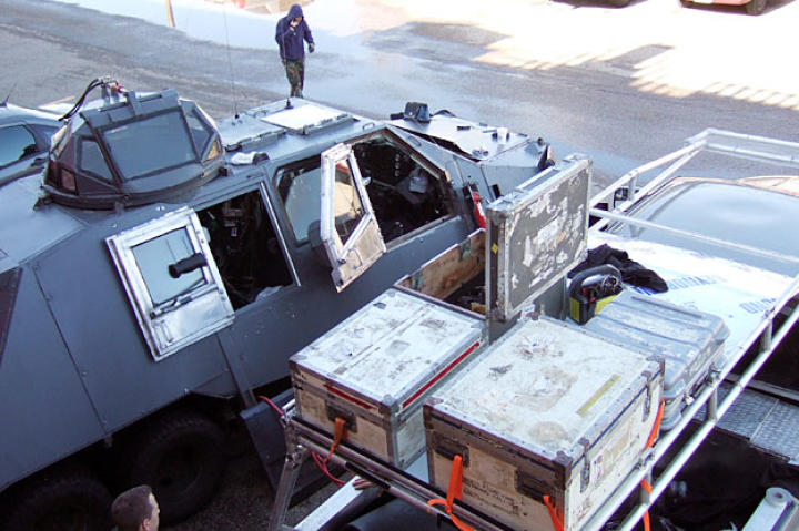 One of Matt's less glamorous, routine duties with the Doghouse crew was providing logistical support for the TIV. Here, he and teammates are loading the Doghouse with essential IMAX and weather gear.