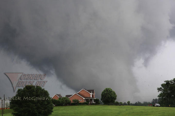 The first fully formed tornado that the Dominator intercepted on April 27, 2011, was this fast-moving EF 4 or 5 that ripped up the suburbs of Philadelphia, Mississippi, around midday. The tornado continued east to cross over into central Alabama.