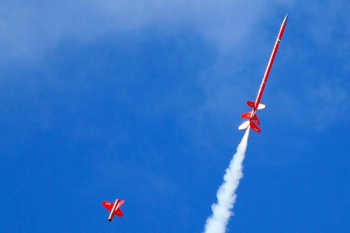 Another slim-bodied rocket in flight.