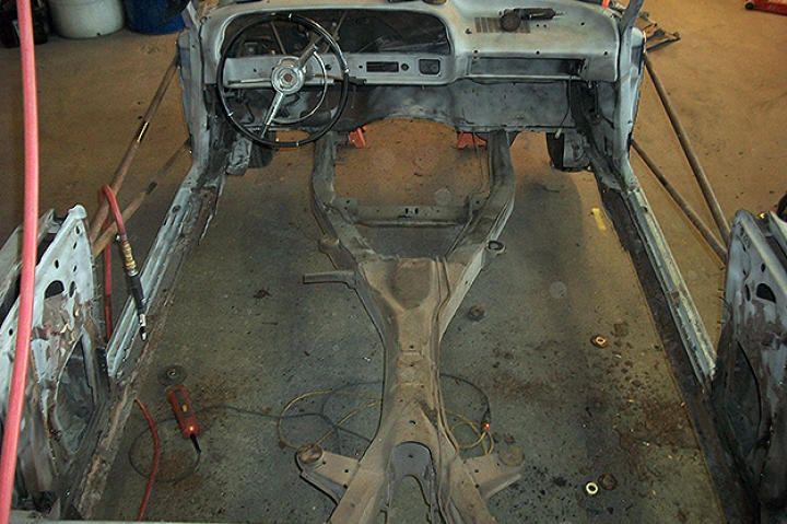 The Impala with the floor panels cut out