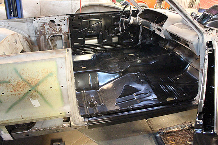 The new floor installed in the Impala.