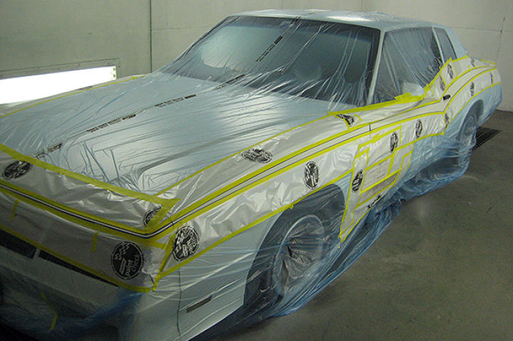 Monte Carlo taped off for painting.