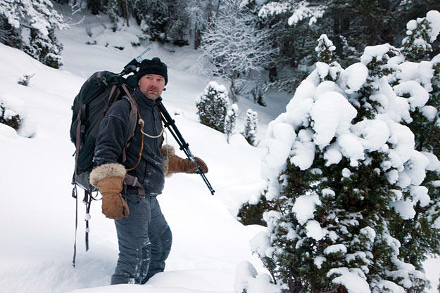 Les Stroud heads off into the dark woods of Norway.