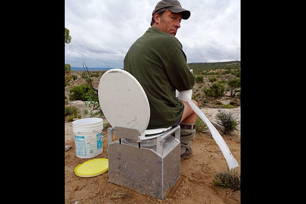 Did you ever wonder where paleontologists — who are out in the field all day digging up dinosaur bones — go to poop?
Well, wonder no more; they rely on a portable porter pot like this one.