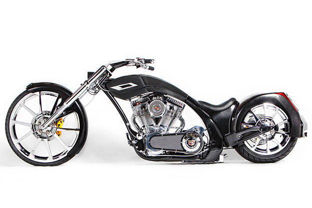 Senior and Junior are donating the proceeds from their one-of-a-kind Cadillac-inspired choppers to benefit charity.
