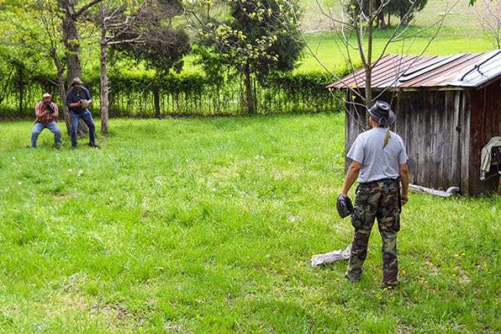 Team Turtle practices throwing the ball around before live action.