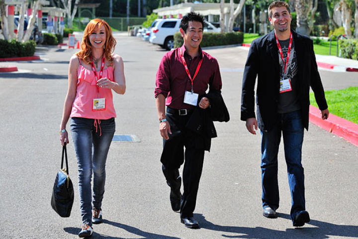 Kari, Grant and Tory make their way to their autograph session during Comic Con 2010. This was Kari's first year joining her MythBusters colleagues at Comic Con.