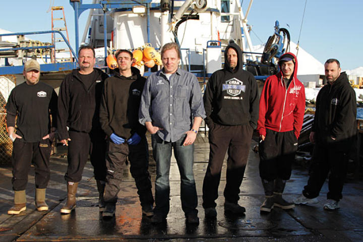 The Northwestern returns for the new season with a full-strength, seasoned crew. From left to right: Norm Hansen, Nick Mavar, Jr., Jake Anderson, Captain Sig Hansen, Deck Boss Edgar Hansen, Jake Harris and Matt Bradley.
After an unsuccessful attempt to make a living off the boat, Edgar Hansen returns to his critical position as his brother Sig's right-hand man and heir apparent to the captain's chair. Jake Harris joins the crew after he and his brother Josh realize that the Cornelia Marie will not sail this season. With the support of the other deckhands, Matt Bradley courageously continues his "stay clean" commitment to keep his place on deck with his fishing brothers.