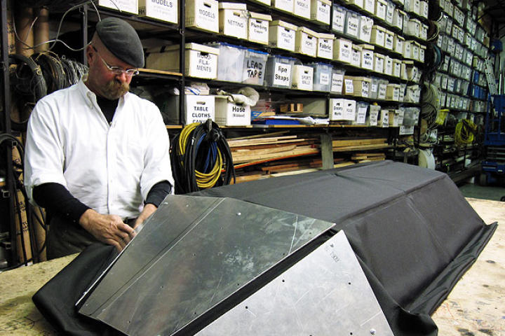 Jamie Hyneman builds the personal tornado protector he would later huddle in as he faced 200-mph winds.