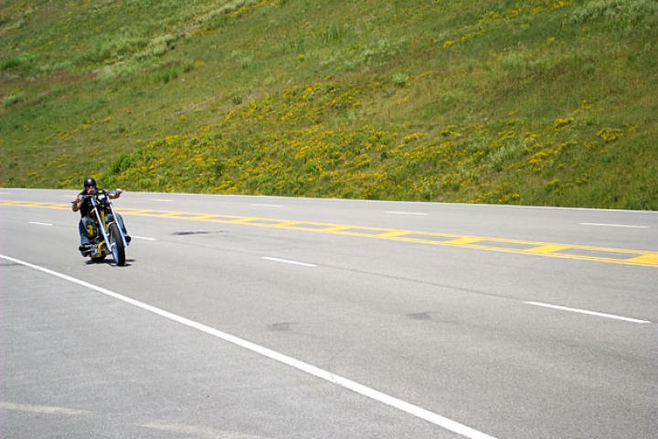 Paul Teutul Sr. rides the ESAB Bike.