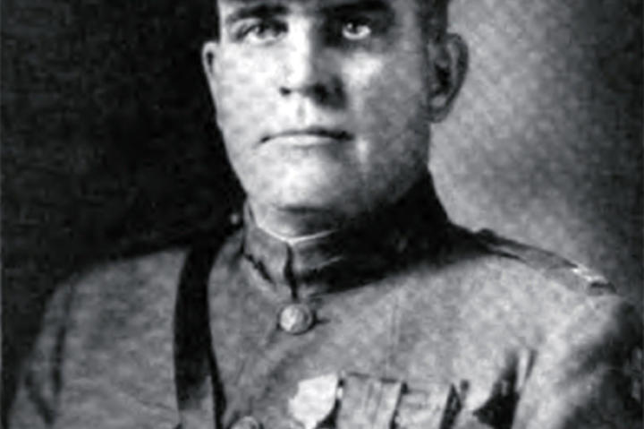 In September of 1918 in France, Captain George Mallon and 9 men had become separated from their company when they came across 9 machine guns which they subsequently captured without loss. Next they moved on to a battery of howitzers which, during its being captured, Mallon attacked one of the enemy with his fists. Next up were two more machine guns. Mallon directed his men to flank them while he himself charged them head on, arriving there first and silencing the guns. Just look at the man - wouldn't you want him on your team?