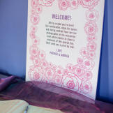 Andrea and Patrick welcomed their wedding guests with a nice message.