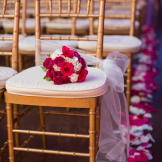 The ceremony was bright and vibrant, but later in the evening the reception transformed to a party atmosphere.
