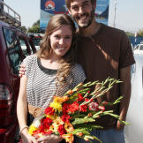 Derick, always a gentleman, brought Jill flowers.