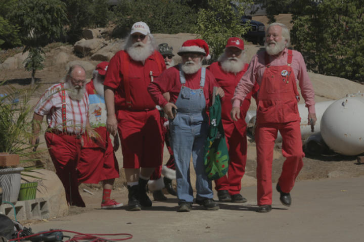 The Santa Claus crew ready to build the Christmas treehouse.