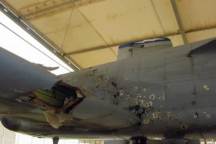 Damaged over Baghdad in 2003, this A-10 Warthog was successfully flown back to a USAF base by its pilot