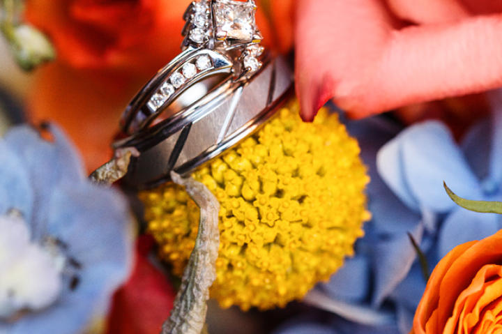 Orange is Karen's favorite color, so it was incorporated in every aspect of the wedding.
