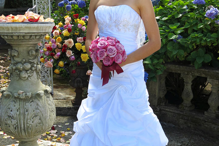 Felicia in her wedding dress.