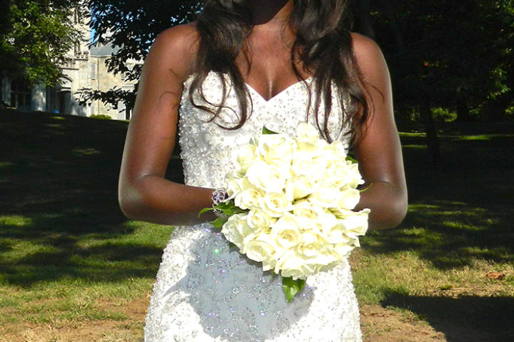 Anthonia in her wedding dress.
