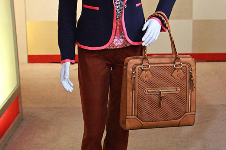 Navy Blazer with Pink Trim from